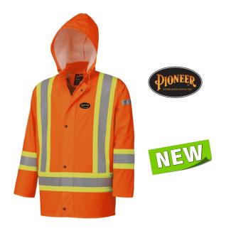 HI-VIZ ORANGE FLAME RESISTANT PU STRETCH WATERPROOF JACKET